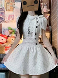 Korean Academy Storm Point Short-Sleeved White Dress 2026 Summer Design Feeling Unique Beautiful Thinch Small Skirt