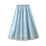 Mori Embroidered Embroidered Waist-Up Double-Layer Mesh Dress Mid-Summer New Temperament Skirt Half-Dress Dress 1928