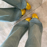 Ice Blue Non-Legged Micro-Tipped Jeans Women 2025 Summer New Low-Rise Thin Light Drag Trousers