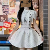 Korean Academy Storm Point Short-Sleeved White Dress 2026 Summer Design Feeling Unique Beautiful Thinch Small Skirt