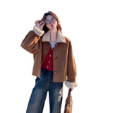 Fur Can Wear Two Sides Of Lamb Wool Coat Girl Small Fashion Temperament Thick Short Leather Velvet Top