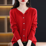 Line Ready-Sheed Seamless 100% Pure Wool 2026 Autumn And Winter New Women's Short Collar Loose Knitted Sweater Coat