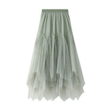 Half-Dress Autumn And Winter Girl Long A-Shaped Skirt Pong Dress Dress Dress Net Yarn Fresh Irregular 100-Fold Skirt 8350