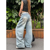 Vintage Embroidery Butter Jeans Women Summer High-Rise Loose Straight-Legged Drag Scystles Long Trousers