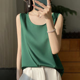Silk Satin 2026 Spring And Summer New Women's Jacket Short Top Sleeveless Vest Necker Sling Sling Inside