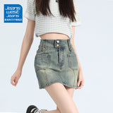 Vintage Hottie Cowboy Short Skirt Women Summer Trend With New High-Waisted A-Word Design Feel Hip Skirt