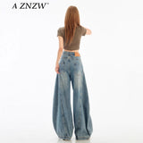 Bending Leg Jeans Women 2025 Autumn New Water Wash Old Loose Small Slebum Pants Women