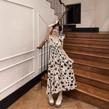 Hepburnian Small Flying Sleeve Dress Long Super Fairy Slimming High-Waisted Small Sweet Floral French Dress