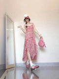 [Small Design] Irregular Flower Flowers Spring And Summer New Dress Waist Skirt Temperament Sling Skirt