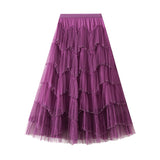 Heavy Industry Nail Pearl Cake Dress Net Yarn Half-Dress Fairy Dress High Waist Dress 1220