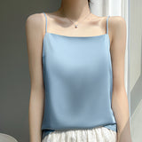 Silk Satin 2026 Spring And Summer Women's New Short-Term Repair Collar Sleeveless Temperament With A Sleeve Sling Vest