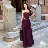 Korean Pure Hot Babes Style Chest T-Shirt Top Women 2026 Summer New Slim Slim Temperament Long Dress Suit