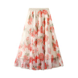 Printed Half-Body Skirt A-Word Umbrella Skirt Summer 2025 New Women's Long-Singed High-Rise Thin Spring And Autumn 1998
