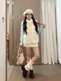 Autumn And Winter Korean Warm Furry Sleeveless Lamb Wool Vest Coat Folded Soft Languid Sweater