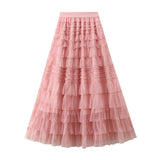 Spring And Summer New High-Rise Thin A-Layer Mesh Cake Skirt Long Skirt Fairy Dress 8075