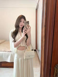 Two Sets Of Stylish And Light Luxury Summer New Hollow Repair On The Body Of Women's High-End Atmosphere Feel Thin Half Skirt