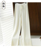 Pure Wool 2026 Autumn And Winter New Women's Pure Color High-Waist Wide Leg Pants Feel Loose Leisure Knitted Trousers