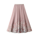 Printed Mesh Dress Women's Spring And Summer 2025 New Broken Flower Dress Long-Scared Skirt Long Dress J898