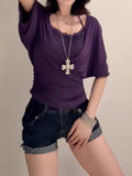 Fat Sister Pure Windy Neck V Neckline V Neck Collar Waist Top Woman Summer New Lace Hanging Neck Sling Folding Suit