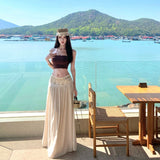 Great Northwest Desert Tourism Wearing A Word Half Dress Dress Dress Hanging Neck Top Hot Girl Seaside Vacation Two Sets