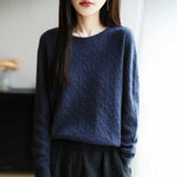 A Line Of Ready-Hearing Wool Blended 2026 Autumn And Winter Women's New Loose Neck Twisted Collars In The Head Of The Bottom Knitting Shirt