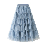 Cake Skirt 2025 Autumn New Mesh Dress Design Half-Dress Net Yarn Splicing Ponpong Skirt 1219