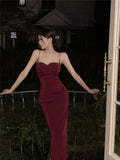 Hepburn Style French High-End Evening Dress Small Red Dress Female Sister Famous Temperament Bodybred Ass Hanging Dress