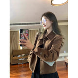 Millard Slipvelvet Jacket Women's Short 2025 New Spring And Autumn Retro Loose Small Thin Jacket Top