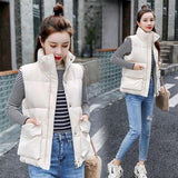 2025 Autumn And Winter Short Down Cotton Vest Women's Korean Version Of Loose Coat Vest Horse Clip Tide In Wind