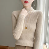 Wool Blended 2026 Autumn And Winter New Women's First-Line Ready-Upled Half-High Collar Strips To Repair Their Own Skin Knitted Bottom Sweater