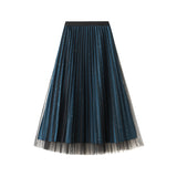 Bright Silk Folded Skirt Net Yarn Half-Dress Woman Long Yarn Skirt On Both Sides Of The 9230