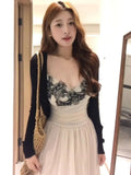 Pure-Want-Style Lace Lace Lace Waist Thin Sling Dress With Knitted Cardigan Summer New Two-Piece Set Of Women
