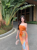 Summer Dopamine Holiday Suit Women Feel Sleeveless Tsets Two Sets Of Tie Design Small Dress