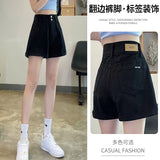 White Denim Shorts Women's Summer Thin High-Waisted Pear-Shaped Body Thin A-Word Broad-Legged Trousers Hot Pants