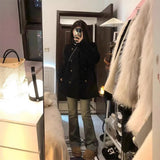 High-Grade Black Lamb Velvet Coat Women's Autumn And Winter 2025 New Thicken Double Buckle Round-Neck Cotton Wool Coat