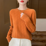 Line Ready-To-Wear Pure Wool 2026 Autumn And Winter New Women's Round Collar Short Hollow Twist Knitted Sweater