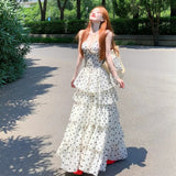 French Thousand Gold Storm Point Sling Dress Women's Summer 2026 New V-Neck Waist Holiday Style Temperament Dress