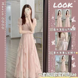 French High-End Temperament Famous New Gentle Dress Showing Skinny Little Fairy Pink Dress Summer