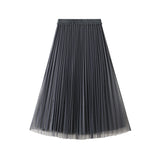 Two Sides Wearing Gold Velvet 100 Fold Skirt Autumn And Winter Girl Long High-Rise Thin Nails Net Yarn Half Body Skirt 2899