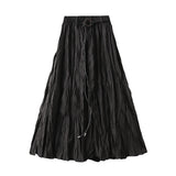 High Waist Half-Dress Women's Autumn New Korean Version Of The Design Feel Folded Long Dress Retro Temperament Thin A Word Umbrella Skirt 8822
