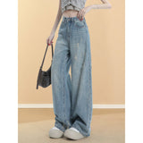 Vintage Scratched Broad-Legged Jeans Women's Spring And Summer 2026 Trend With New High-Rise Loose Thin Straight Trousers