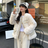 Small Fragrant Hair Coat Winter 2026 New Thick To Warm Splicing Design Temperament Cotton Clothes Cotton Clothing Tide