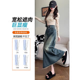High Waist After The Fork Cowboy Dress Girl Spring And Autumn Summer 2025 New Thin A Word Big Swing Long Skirt