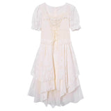 Summer New Design Short-Sleeved Dress Women's Small Collection Tea Rest Dress Sweet Long Dress