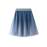 Summer Net Yarn Short Skirt Women's A-Shaped Skirt With Color Half-Dress Skirt Thin Gradient Fairy Ponpong Skirt 1365