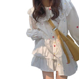 Sweet Doll Dress Cute Design Loose Spring New Age-Down Print Long Sleeves Thin Skirt Dress Dress Dress Woman