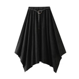 Vintage Deer-Skin Velvet Dress 2025 Autumn And Winter Design Feel Belt Irregular Skirt Swing High Waist Slim Dress 5018