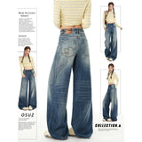 Vintage Blue-Legged Jeans Women 2026 New Summer High-Rise Loose Thin Babes Embroidered Straight Trousers