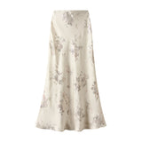 Stunning Elegant And Stylish Hot Stamped Folds Silk Slide High-Waisted Half-Skirt Female Long Fishtail Skirt 992-5