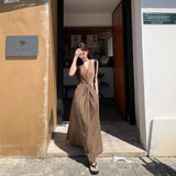 French Sleeveless Hanging Neck V-Neck Vest Dress Women 2025 New Summer Yunnan Tourism Wearing Long Skirt